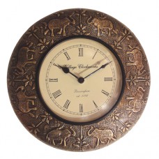 Antique Brass Wooden Wall Clock - 12 inches